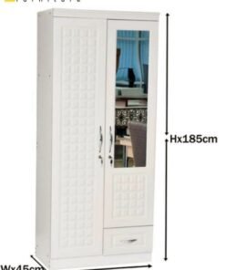 SULSHA 2 Door Wooden Wardrobe Cabinet Cupboard Engineered Wood Perfect Modern Stylish Heavy Duty With Mirror