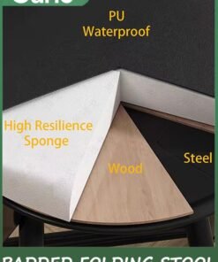 Alternative view of Garlo Cushioned Padded Folding Stool, Counter Height Bar Stool, with Backrest PU Cushion Collapsible Stool, 150kg Capacity,for Fishing Hiking Gardening Travel BBQ(Black)