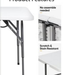 general Foldable Buffet Table White/Black 123x73x60cm - Image 3