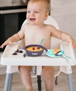 BAYBEE Silicone Baby Feeding Bowl With Closing Lid Suction Cup Spoon Fork Set For Baby Feeding Baby Tableware Set Soft First Stage Feeding Baby Bowls Kids Bowl Spoon Set For Baby Toddlers Blue