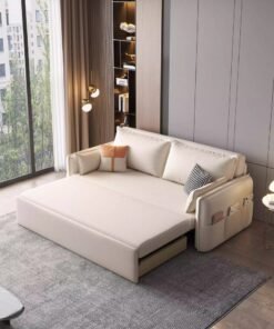 Organized Home Foldable Sofa Bed Dual-use Multi-Functional Small Apartment Living Room Double Technology Cloth Storage Sitting and Lying Pull-Out Internet Celebrity Off-White
