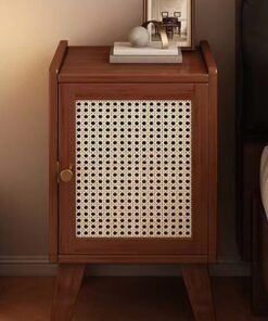 Alternative view of Kutis 2pcs Bamboo Bedside Table Nightstand Bedside Cabinet Side Table Sofa Table with 1 Door Storage Unit For Bedroom Living Room  30 X 32 X 51 cm