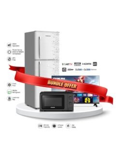 NIKAI Bundle 200L Double Door Refrigerator (NRF200FSS) + 32 Inch Smart LED TV  (NTV3200SLED) + Microwave 20L (NMO919AX) 113 W NRF200DN3M+NTV+NMO Silver