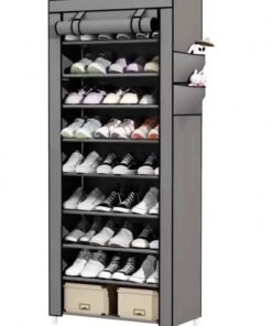 Tradeo In House 10 Tiers Simple Shoe Cabinet Shoe Dust Cover Folding Creative Home Shoe Rack with Dustproof Closet Storage Organizer