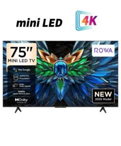 ROWA 75R85 Television 75 Inch Smart TV 4K Mini LED Colorful Quantum Crystal HDR 10+ Gaming Google TV, 144Hz Native Refresh Rate, MEMC,Dolby Atmos, Game Master (2025 Model) 75R85 black