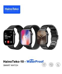 Haino Teko Waterproof Smart Watch with AMOLED Display, Voice Assistant, Social App Integration, and 3 Pair Straps for Men & Boys – Stylish Black Design, Fitness & Health Tracking, Perfect for Daily Wear