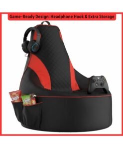 Premium Filled Gaming Bean Bag Chair – High-Back Quilted Seat, Side Pockets, Headphone Hanger & Water-Repellent Fabric – Ergonomic Support for Gaming, Lounge & Movie Nights - Image 4