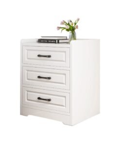 Sharpdo European Style Bedroom Cabinet Vintage Nightstand with 3 Drawers for Bedroom Living Room Bedside Table with Drawer 40*36*60CM