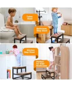 Alternative view of GOGA Wooden Step Stools for Kids Adults,Wood Bedside Stepping Stool for Kitchen/Bathroom/Bedside Step Stool,Toilet Steps Potty Training Stool,Nursery Foot Stools