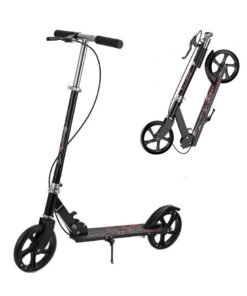 GUDOO Kick Scooter Foldable Scooter with 4 Adjustment Levels Handlebar Teens and Adult Scooter with Anti-Shock Suspension Dual Brake Design Max Load 100 KG 8IN Big Wheels for Kids Teen and Adults Black