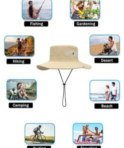 HAWAWA Fishing Hat Safari Cap Breathable Wide Brim Boonie Hat Bucket Hats with UV Protection Sun Protection For Fishing Hiking Garden Beach Men and Women(Beige) - Image 5
