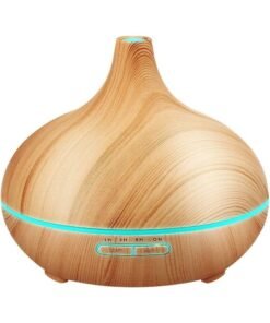 SKY-TOUCH Essential Oil Diffuser, 550Ml Oil Diffuser With 4 Timer, Aromatherapy Diffuser With Auto Shut-Off Function, Cool Mist Humidifier BPA-Free For Bedroom Home-Yellow Wood