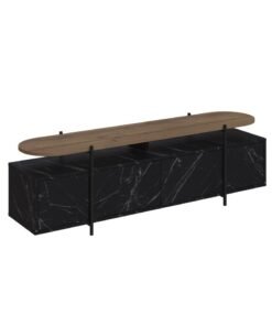 Mourah Home Hanley Tv Cabinet Tvs Up To 65 Inches |Tv Table Metal Legs| Living Room Cabinet |Tv Stand 4 Doors|160X35.6X49.2 Cm| Black Marble Brown - Image 4