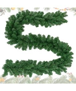 Chielor 9 Ft Christmas Garland for Christmas Decorations, Artificial Garland Greenery Xmas with 280 Branches Green Thick Garland for Outdoor or Indoor Home Garden  Wedding Party Decorations