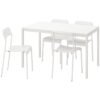 Dining Table And 4 Chairs Set White 125 cm