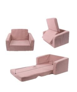 XICEN Kids Couch, 2-in-1 Fold Out Sofa Cum Bed, Baby Convertible Lounger, Folding Lounge Chair for Toddlers to Sleep and Play on, Machine-Washable, for Children's Rooms and and Nursery Rooms (Pink Color) - Image 3