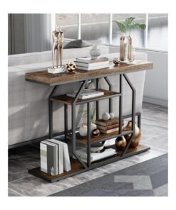 NKX Side Table Wood Narrow Sideboard with Multiple Shelves Narrow Sofa Table for Home Living Room - Image 3