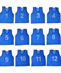 SAS SPORTS Football Bibs | 1-12 Numbered Scrimmage Vests | Soccer Football Training Bibs | Soccer Pennies | Team Training Equipment for Football (Blue Large)