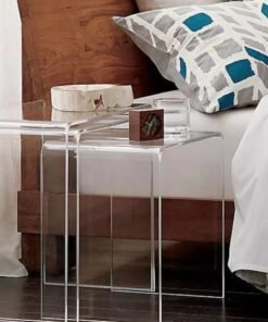 TPGP Acrylic Clear Nesting Tables, Coffee Table, End Table, Living Room Table, Adjustable Coffee Corner Table (1 set Of 3 Pcs) (40 Cm Big) (35 Cm MED) (30 Cm SML)