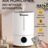 Yaqeen 4L Humidifiers for Bedroom Baby Room with auto shut, Smart Cool Mist Top Fill Humidifiers 360° rotation mist, Essential Oil Diffuser, Ultra Quiet Operation, 3 Mist Level, air humidifier with Himidity Display UV Lamp Sterilization White