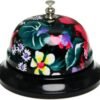Wekoil Call Bell Desk Service Bell Ding Bell for Restaurant Hotel Room Kitchen Party Office Elderly Large Black Floral Pattern Bell,3.3 inch