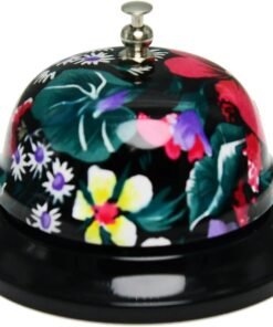 Wekoil Call Bell Desk Service Bell Ding Bell for Restaurant Hotel Room Kitchen Party Office Elderly Large Black Floral Pattern Bell,3.3 inch