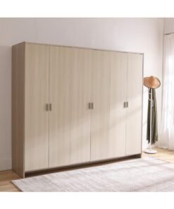 DANUBE HOME Barney 6 Door Wardrobe Sturdy Closet Clothes Storage Cupboard Modern Design Space Saving Swing Door Cabinet For Bedroom L240xW60xH120cm - Beige/Brown