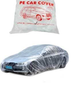ShebSheb Disposable Car Cover Clear Plastic Car Cover Outdoor Universal Rain Dust Garage Cover with Elastic Band