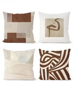 OAGA Cushion Covers Set of 4, Throw Pillow Cover, Abstract Modern Decorative Couch Pillow Case 45cm x 45cm, For Living Room Sofa Car Couch Bed Pillowcases 18x18 inches (Double sided pattern)