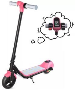Kids Electric Scooter, E Scooter with LED Display and Bluetooth, 3 Speed Modes, Maximum Range 5 Miles, Maximum Speed 8.7 Mph, Gifts for Kids, Teens (Pink)