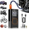 BS Air compressor tire inflator (4 nozzles) |car tire inflator| digital tire inflator | Portable cordless bicycle pump | with digital dual-value display | 150 PSI car tire pump with LED light | Suitable for cars, motorcycles, bicycles, balls, inflatable mattresses, pool floats, and vacuum bags.