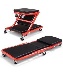 L&E Mechanic Creeper 36 inches2-in-1 Mode Z Seat 340lbs Capacity, Foldable Garage Adjustable Rolling Folding with 6pcs Wheels Roller, Under Car Auto Repair, Lay Down Sit Lean Back,Red Black