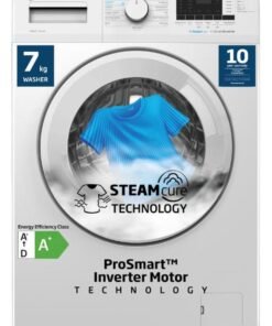 Beko 7 kg Front Load Washing Machine, 1200 RPM, 15 Programmes, Low Noise, Quick wash 14/28 Minutes, SteamCure Wash, Digital Display, DrumClean Function, 10 Years Warranty on ProSmart Inverter Motor - 7 kg WCV7612KW White