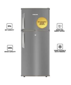 NIKAI 450L Gross / 311 Net, Double Door Refrigerator, With Vegetable Crisper And Adjustable Glass Shelves, Convenient Defrosting And Temperature Control, Ideal For Kitchen, Bedroom, Office And Hotels 584 kW NRF450DN5S Grey