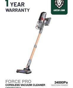 GREEN LION Force Pro Cordless Vacuum Cleaner / 34000Pa Suction Power / 430W Power / Hair & Dust Scraper Button / Real Time LED Display / Washable HEPA Filter - Grey