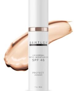 DRMTLGY Anti-Aging Tinted Moisturizer with SPF 46. Universal Tint. All-In-One Light Coverage Dewy Tinted Face Sunscreen with Broad Spectrum Protection Against UVA and UVB Rays. 1.7 oz
