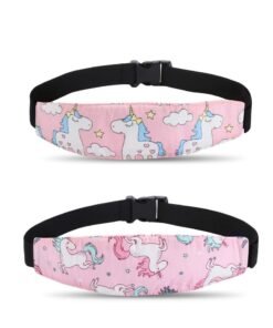 SOLARAE Baby Carseat Head Support, 2PCS Baby Car seat Head Support, Stroller Neck Relief Strap Headrest,Slumber Sling Sleep Positioner for Toddler Infants Child Children Kids, Pink Unicor