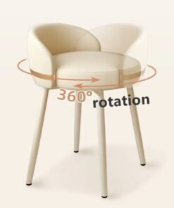 Kutis 1-Piece Metal Makeup Chair Swivel Chair Off-White 42x38x53 Centimeter