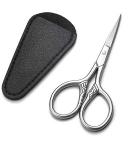 RATSAW Small Precision Scissors 3.5inch Stainless Steel Multi Purpose Vintage Beauty Grooming Kit for Facial Hair Eyebrow Eyelash Beard Moustache with PU Sheath