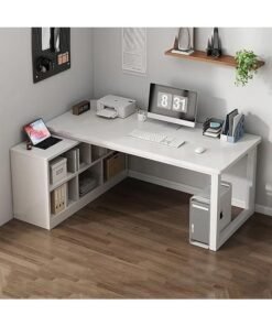 NKX Compact Modern Computer Desk with Storage Shelf and Sturdy With Density Board White