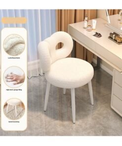 Kutis 1-Piece Metal Makeup Chair Off-White 33x33x67 cm