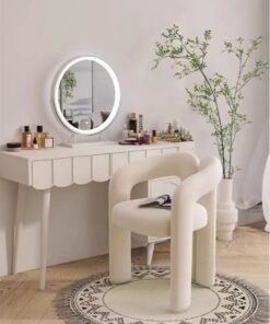 Kutis 1-Piece Metal Sofa Chair Makeup Chair for Bedroom Living Room White 60x55x78 cm