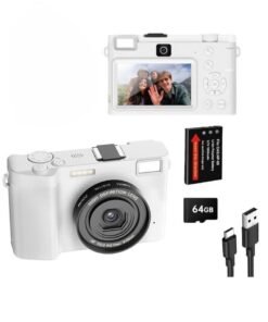 XiuWoo 5K 64MP Digital Camera 18X Digital Zoom, Vlog Cameras with WiFi and Microphone, Dual Lens for Selfie, 3 inch IPS Screen Travel Cameras for Teens, Beginner with 64GB Card