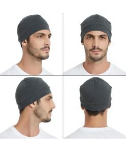 Chabeia 2-Pack Cotton Skull Caps for Men Women, Lightweight Beanie Sleep Hats Breathable, Sweat-absorbent Cycling And Running Caps And Chemo Hair Loss (Black & Grey) - Image 3