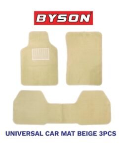 BYSON Durable Waterproof Car Floor Mats 3-Piece Set - Universal Fit Foot Mats for Sedan SUV - Soft Non Slip Heavy Duty Interior Carpet Protector - Easy to Clean Front and Rear Vehicle Mats (Beige)