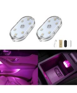 Barakah Car LED Lights, Interior Portable Small Incar LED Touch Lights with 6 Bright LED Lamp Beads, USB Rechargeable Lighting Light Car Emergency Light (Purple Light)