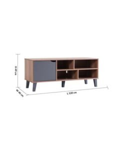 DANUBE HOME Elio TV Cabinet For Up To 32 Inches TV Entertainment Modern Design Wall Unit Furniture Wooden TV Stand For Living Room Bedroom TV Rack L120xW40xH49 cm Cherry/Dark Grey - Image 4