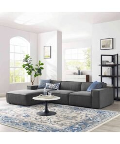 Karnak Mateo 4 Piece Fabric Sectional L-Shape Sofa – Grey