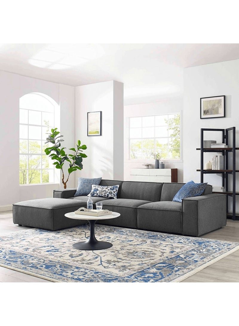 Karnak Mateo 4 Piece Fabric Sectional L-Shape Sofa – Grey