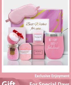 Arabest Valentine Gifts for Her Luxury Rose Spa Basket,8-in-1 Care Package with 12oz Pink Egg Cup, Bath Salts, Diamond Soap, Soy Candle, Eid Gifts for Women Sister - Halal Beauty Gifts Set (Saudi Approved)